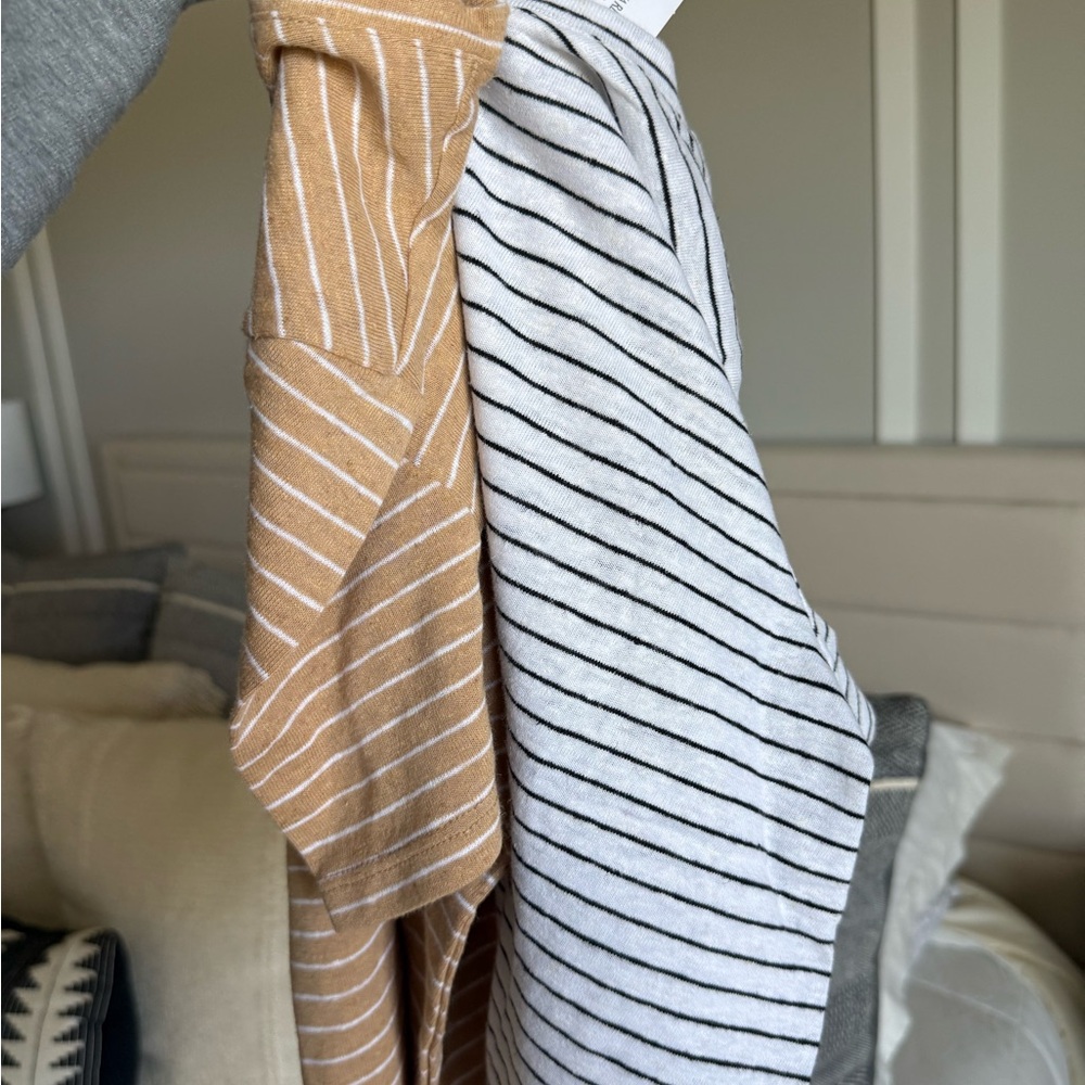 Banana Republic Striped Short Sleeve Tees - White & Tan - Picture 5 of 5